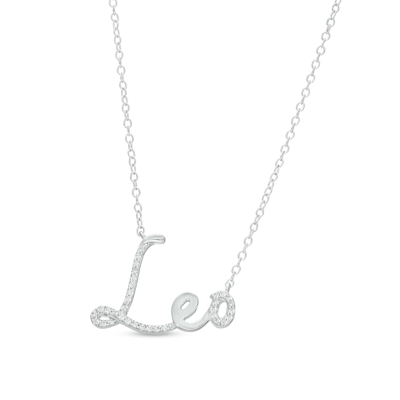 1/6 CT. T.W. Diamond "Leo" Script Necklace in Sterling Silver