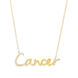 1/8 CT. T.W. Diamond "Cancer" Script Necklace in Sterling Silver with 14K Gold Plate