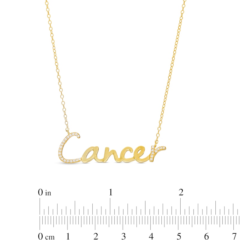1/8 CT. T.W. Diamond "Cancer" Script Necklace in Sterling Silver with 14K Gold Plate