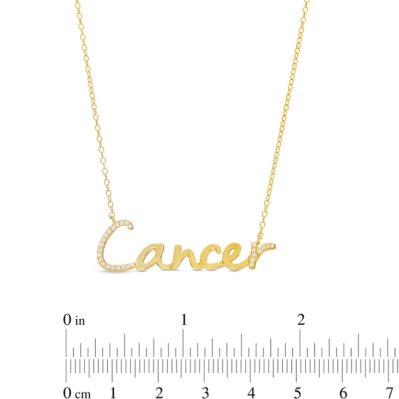 Main Image 3 of 1/8 CT. T.W. Diamond "Cancer" Script Necklace in Sterling Silver with 14K Gold Plate