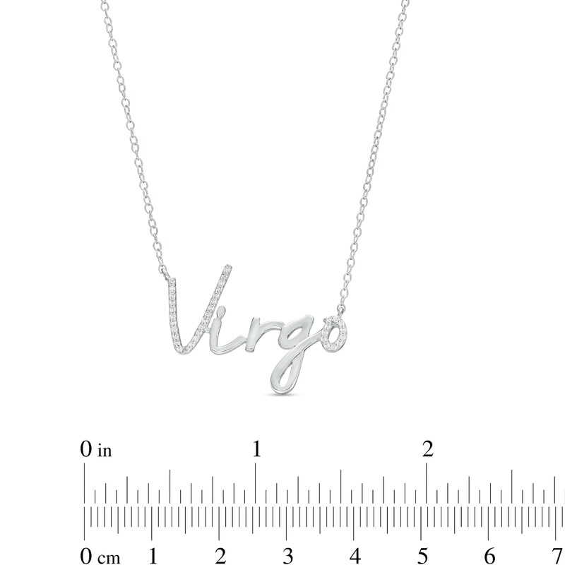 Main Image 3 of 1/6 CT. T.W. Diamond "Virgo" Script Necklace in Sterling Silver