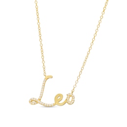 1/6 CT. T.W. Diamond "Leo" Script Necklace in Sterling Silver with 14K Gold Plate