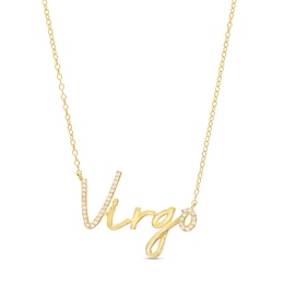 1/6 CT. T.W. Diamond "Virgo" Script Necklace in Sterling Silver with 14K Gold Plate