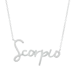 1/6 CT. T.W. Diamond "Scorpio" Script Necklace in Sterling Silver