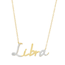 1/6 CT. T.W. Diamond "Libra" Script Necklace in Sterling Silver with 14K Gold Plate