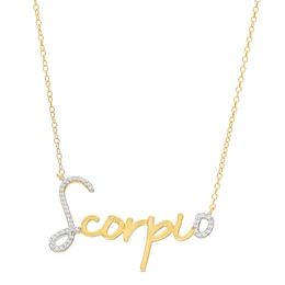1/6 CT. T.W. Diamond "Scorpio" Script Necklace in Sterling Silver with 14K Gold Plate