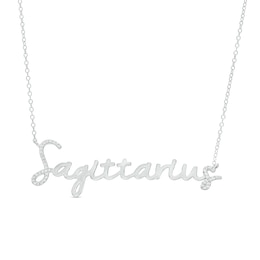 1/6 CT. T.W. Diamond "Sagittarius" Script Necklace in Sterling Silver