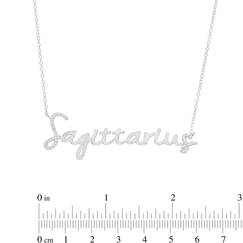 Main Image 3 of 1/6 CT. T.W. Diamond "Sagittarius" Script Necklace in Sterling Silver