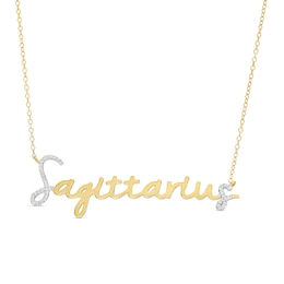 1/6 CT. T.W. Diamond "Sagittarius" Script Necklace in Sterling Silver with 14K Gold Plate