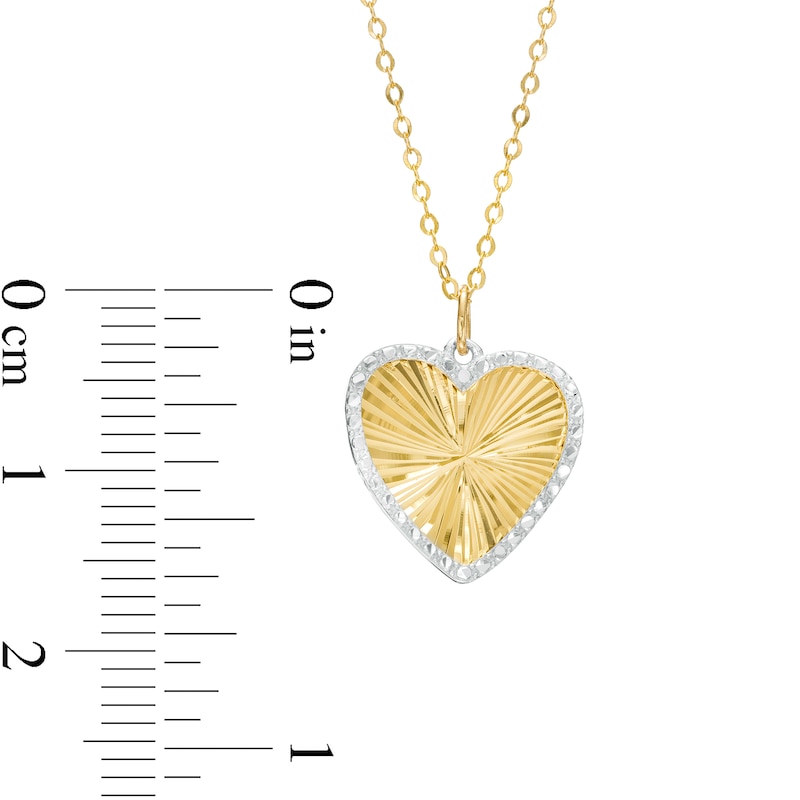 Main Image 3 of Oro Diamante™ Diamond-Cut Heart Pendant in 14K Two-Tone Gold