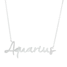 1/6 CT. T.W. Diamond "Aquarius" Script Necklace in Sterling Silver
