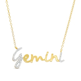 1/6 CT. T.W. Diamond "Gemini" Script Necklace in Sterling Silver with 14K Gold Plate