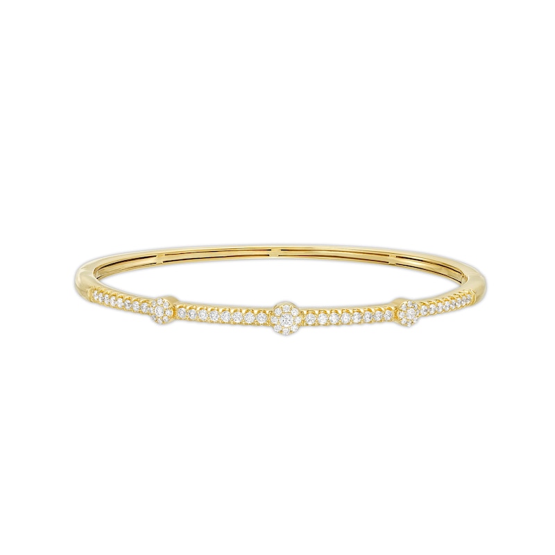 7/8 CT. T.W. Diamond Alternating Bangle in 10K Gold