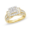 Thumbnail Image 0 of 1 CT. T.W. Quad Princess-Cut Diamond Square Frame Collar Engagement Ring in 10K Gold