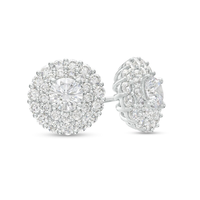 2 CT. T.W. Certified Lab-Created Diamond Double Frame Stud Earrings in 10K White Gold (F/SI2)