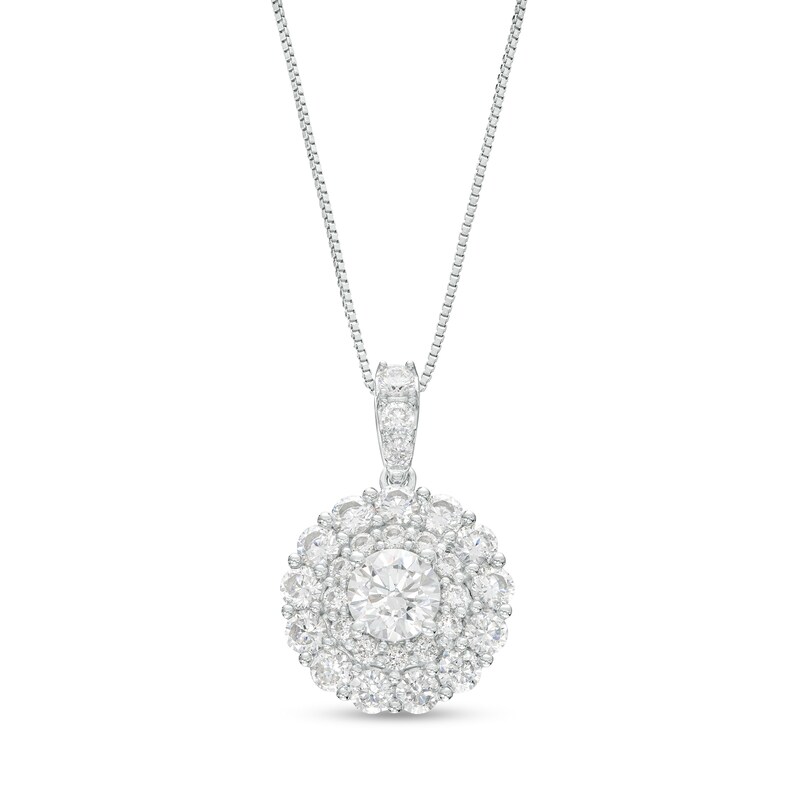 Main Image 1 of 1-1/2 CT. T.W. Certified Lab-Grown Diamond Double Frame Pendant in 10K White Gold (F/SI2)