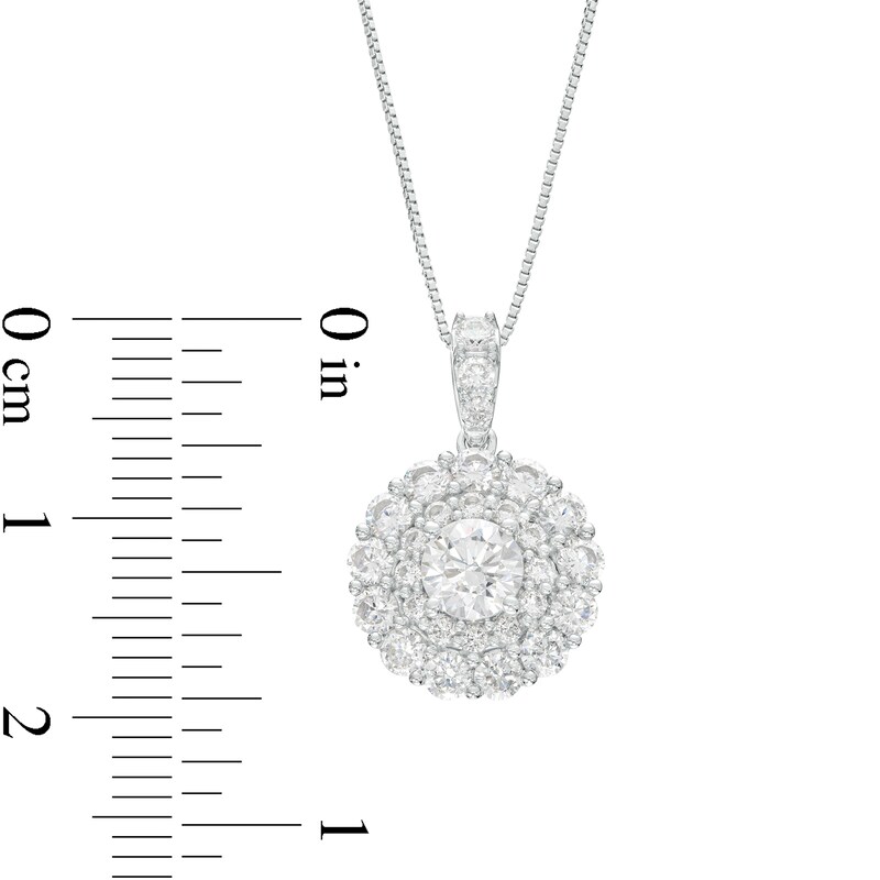 Main Image 3 of 1-1/2 CT. T.W. Certified Lab-Grown Diamond Double Frame Pendant in 10K White Gold (F/SI2)