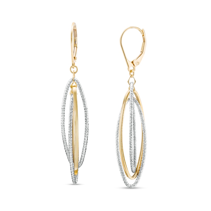 Main Image 1 of Oro Diamante™ Diamond-Cut Layered Elongated Oval Drop Earrings in 14K Two-Tone Gold