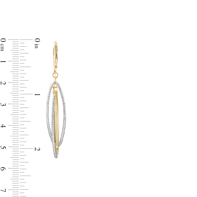 Main Image 3 of Oro Diamante™ Diamond-Cut Layered Elongated Oval Drop Earrings in 14K Two-Tone Gold
