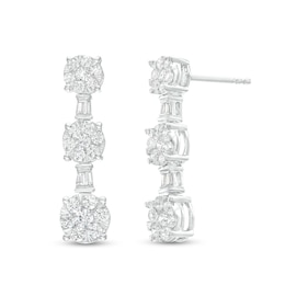 1 CT. T.W. Multi-Diamond Graduated Drop Earrings in 10K White Gold