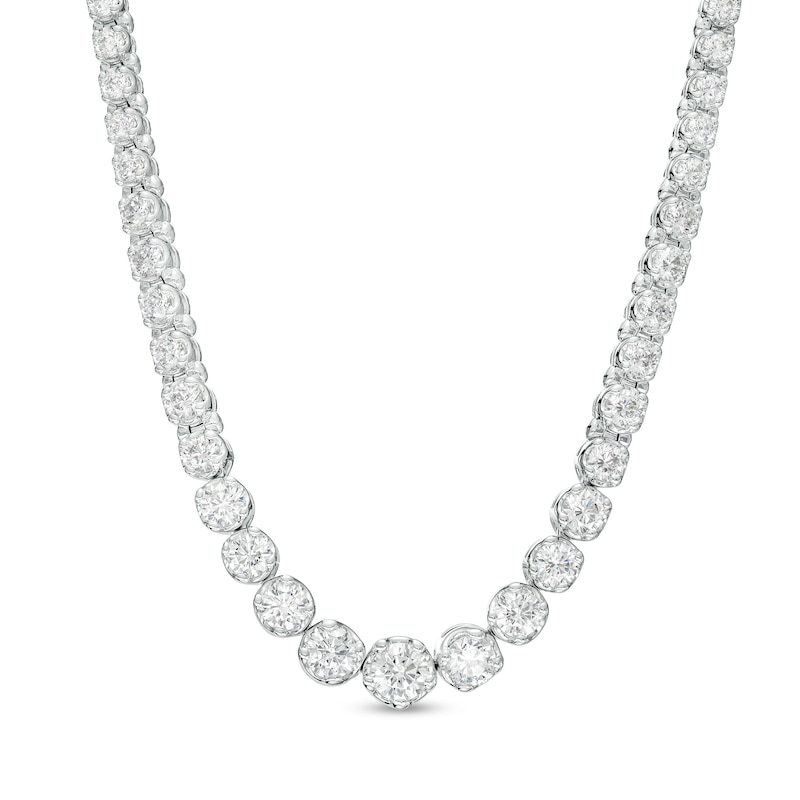Main Image 1 of 4 CT. T.W. Certified Lab-Grown Diamond Graduated Riviera Necklace in 10K White Gold (F/SI2) – 17"