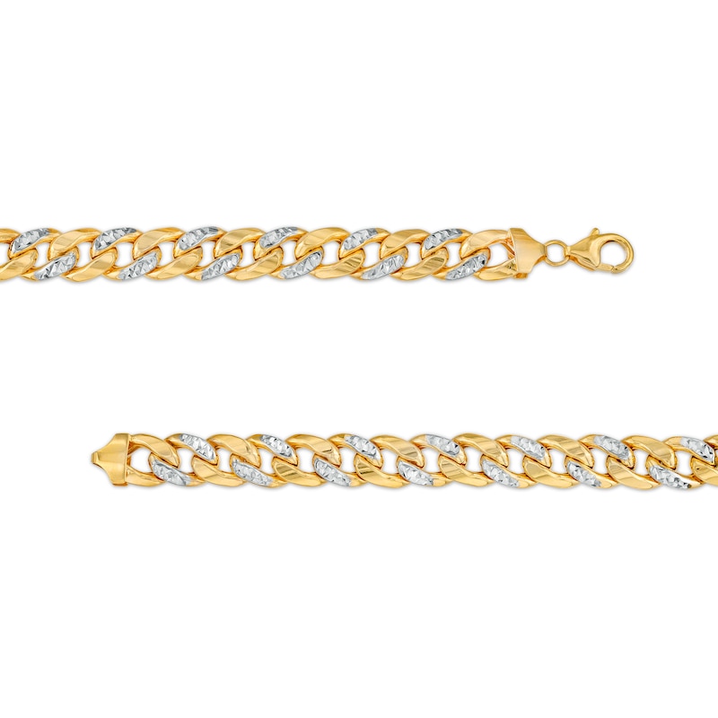Main Image 3 of Oro Diamante™ Diamond-Cut 8.2mm Cuban Curb Chain Necklace in Hollow 14K Two-Tone Gold – 20"