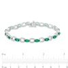 Thumbnail Image 4 of Marquise Lab-Created Emerald Open Link Bracelet in Sterling Silver - 7.25"