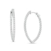 Thumbnail Image 1 of 3 CT. T.W. Certified Lab-Grown Diamond Pointed Hoop Earrings in 10K White Gold (F/SI2)