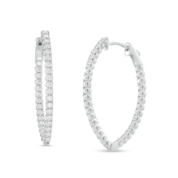 3 CT. T.W. Certified Lab-Grown Diamond Pointed Hoop Earrings in 10K White Gold (F/SI2)