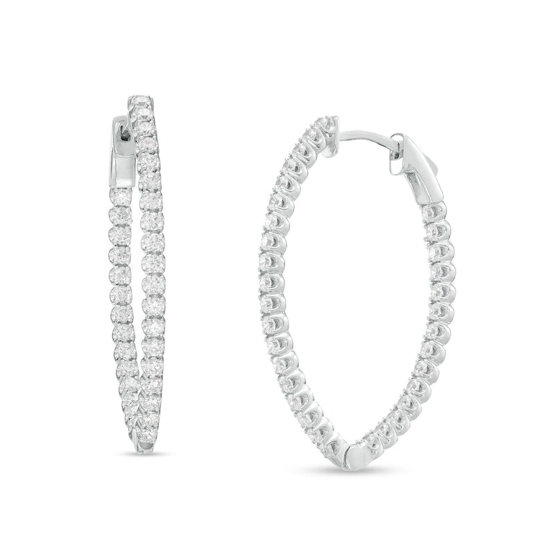 Main Image 1 of 3 CT. T.W. Certified Lab-Grown Diamond Pointed Hoop Earrings in 10K White Gold (F/SI2)