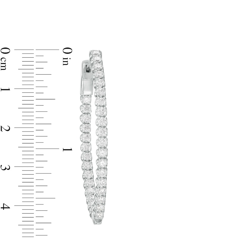 Main Image 3 of 3 CT. T.W. Certified Lab-Grown Diamond Pointed Hoop Earrings in 10K White Gold (F/SI2)