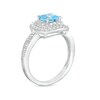 Thumbnail Image 2 of Princess-Cut Swiss Blue Topaz and White Lab-Created Sapphire Pendant, Ring and Stud Earrings Set in Sterling Silver