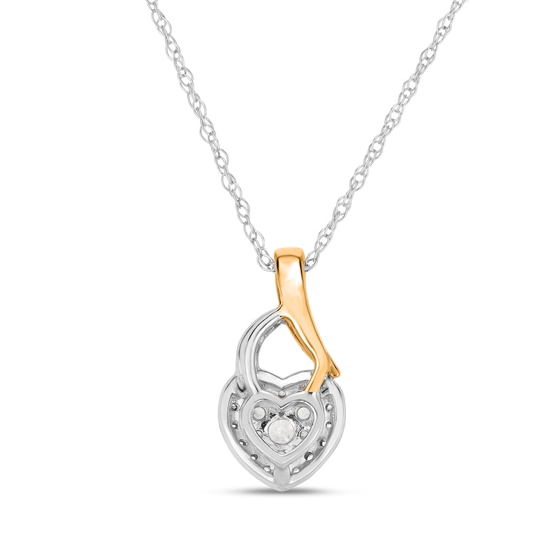 1/6 CT. T.W. Heart-Shaped Multi-Diamond Curved Bail Pendant in 10K Two-Tone Gold