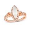 Thumbnail Image 1 of Marquise Opal and 1/6 CT. T.W. Diamond Frame Twist Shank Ring in 10K Rose Gold