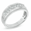 Thumbnail Image 1 of Men's 5/8 CT. T.W. Diamond Eleven Stone Squared Wedding Band in 10K White Gold