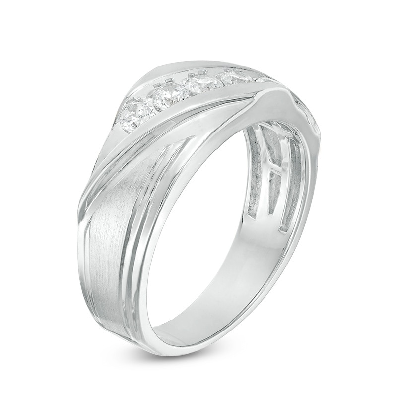 Main Image 2 of 1/2 CT. T.W. Diamond Five Stone Slant Wedding Band in 10K White Gold