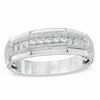 Thumbnail Image 1 of Men's 1/3 CT. T.W. Diamond Eleven Stone Squared Wedding Band in 10K White Gold