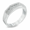 Thumbnail Image 2 of Men's 1/3 CT. T.W. Diamond Eleven Stone Squared Wedding Band in 10K White Gold
