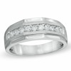 Thumbnail Image 1 of Men's 1-1/5 CT. T.W. Diamond Eleven Stone Squared Wedding Band in 10K White Gold
