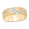 Thumbnail Image 1 of Men's 1/3 CT. T.W. Diamond Three Stone Slant Wedding Band in 10K Gold