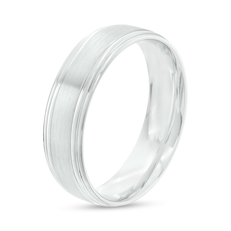 Zales Men's 6.0mm Comfort Fit Wedding Band in Sterling Silver