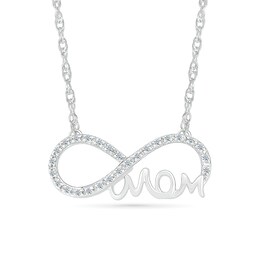 1/10 CT. T.W. Diamond &quot;Mom&quot; Infinity Loop Necklace in Sterling Silver