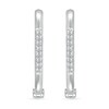 Thumbnail Image 3 of 1/15 CT. T.W. Diamond Rectangular Hoop Earrings in Sterling Silver