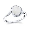 Thumbnail Image 0 of 8.0mm Opal and 1/10 CT. T.W. Diamond Swirl Frame Ring in 14K White Gold
