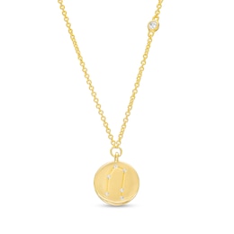 White Lab-Created Sapphire Gemini Constellation Disc Necklace in Sterling Silver with 18K Gold Plate