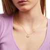 Thumbnail Image 2 of White Lab-Created Sapphire Gemini Constellation Disc Necklace in Sterling Silver with 18K Gold Plate