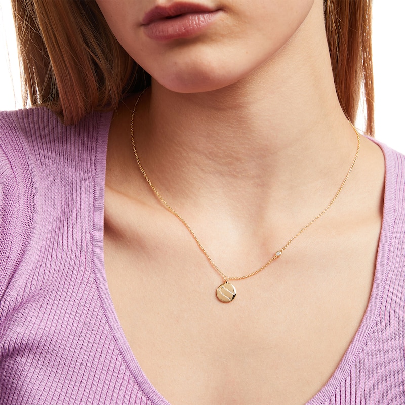 Main Image 2 of White Lab-Created Sapphire Gemini Constellation Disc Necklace in Sterling Silver with 18K Gold Plate