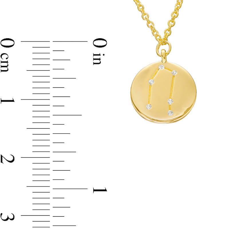 Main Image 4 of White Lab-Created Sapphire Gemini Constellation Disc Necklace in Sterling Silver with 18K Gold Plate