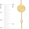 Thumbnail Image 4 of White Lab-Created Sapphire Gemini Constellation Disc Bracelet in Sterling Silver with 18K Gold Plate - 8"