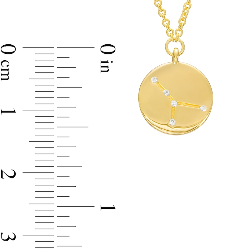 Main Image 4 of White Lab-Created Sapphire Cancer Constellation Disc Necklace in Sterling Silver with 18K Gold Plate